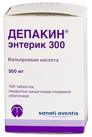 Депакин энтерик 300 таблетки покрытые оболочкой кишечно растворимы 300мг, 100 шт.
