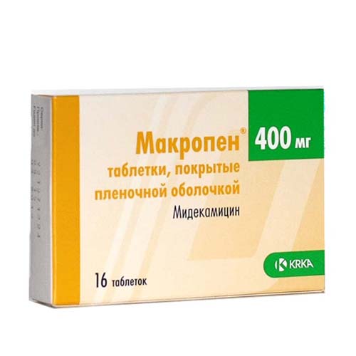 Макропен таблетки покрытые пленочной оболочкой 400 мг, 6 шт.