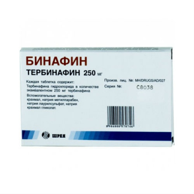 Бинафин таблетки 250 мг, 14 шт 