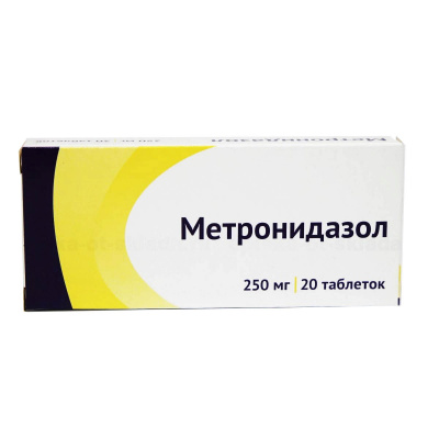Метронидазол таблетки 250 мг, 20 шт  